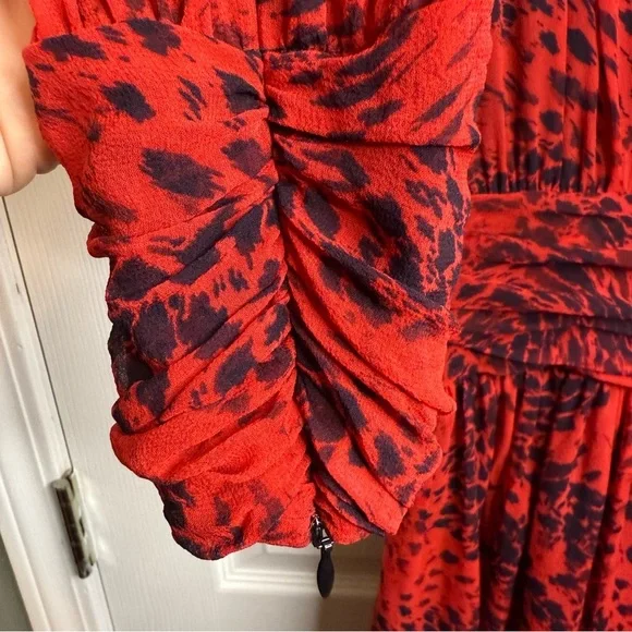 Pierre Balmain Mulberry Silk Dress Red and Black Animal Print Size EU 42 GUC - Picture 8 of 10